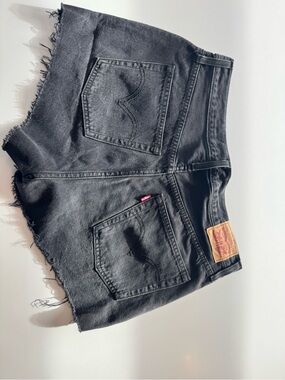 Black Denim Levi 501 Cutoff Shorts